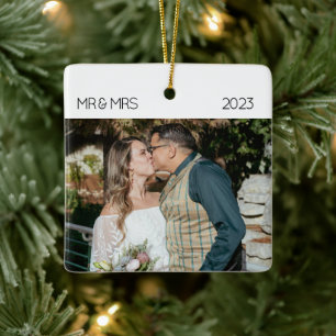 Herr und Frau Neuvermählte Foto Weihnachten Kerami Keramikornament