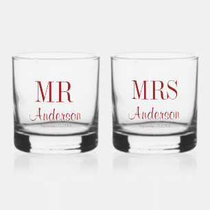 Herr und Frau Neuvermählte Typografie Hochzeits-St Whiskyglas
