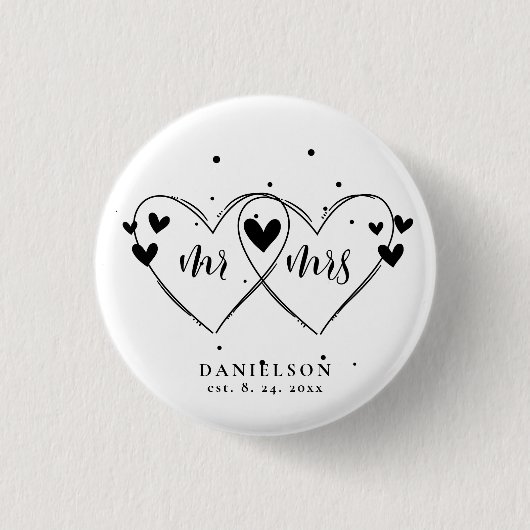 Herr und Frau Newly Weds Wedding Button (Vorderseite)