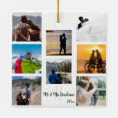 Herr und Frau Newlywed Custom 8 Foto Grid Keramikornament (Rückseite)