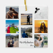 Herr und Frau Newlywed Custom 8 Foto Grid Keramikornament (Vorderseite)
