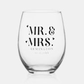 Herr und Frau Newlywed Hearts Weinglas Ohne Stiel (Vorderseite)