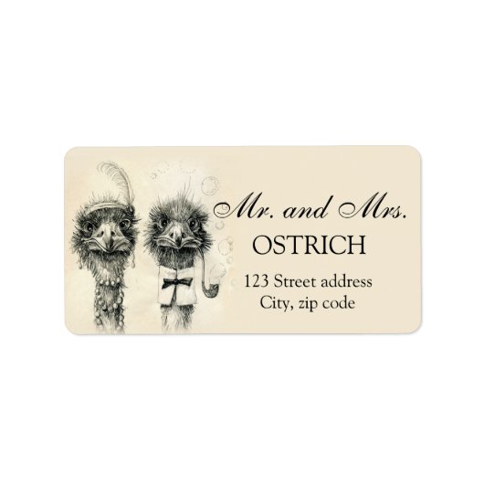 Herr und Frau Ostrich Adressaufkleber (Vorne)