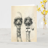 Herr und Frau Ostrich Karte (Gelbe Blume)