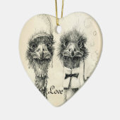 Herr und Frau Ostrich Keramik Ornament (Links)
