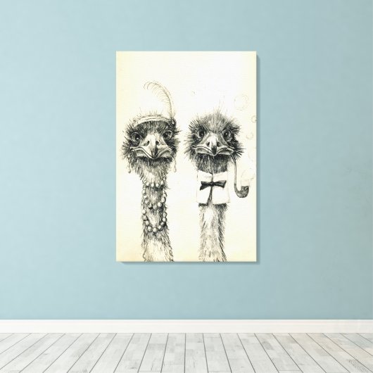 Herr und Frau Ostrich Leinwanddruck (Insitu (Holzboden))