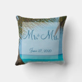 Herr und Frau Palm Trees on Beach Wedding Pillows Kissen (Rückseite)