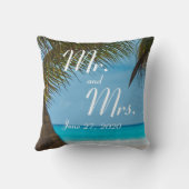 Herr und Frau Palm Trees on Beach Wedding Pillows Kissen (Rückseite)