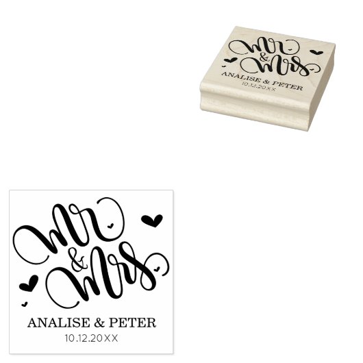 Herr und Frau - personalisierte Hochzeits-Briefmar Gummistempel (Stempel)