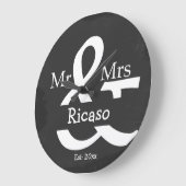 Herr und Frau Personalisierten Imitats Chalkboard Große Wanduhr (Winkel)