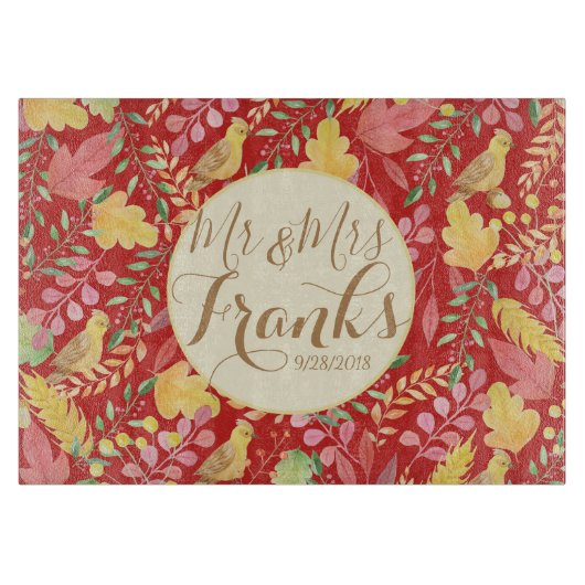 Herr und Frau Personalisierter Herbstschneidaussch Schneidebrett (Vorderseite)