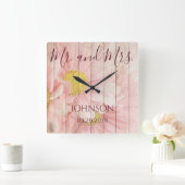 Herr und Frau Personalized Floral Quadratische Wanduhr (Zuhause)