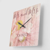 Herr und Frau Personalized Floral Quadratische Wanduhr (Winkel)