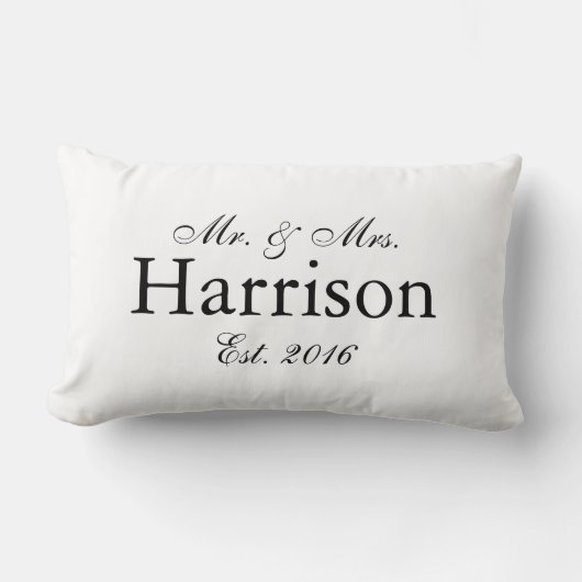 Herr und Frau Personalized Wedding Pillow Lendenkissen (Vorderseite)