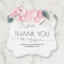 Herr und Frau Pink Floral Vielen Dank Geschenkanhänger