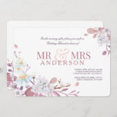Herr und Frau Pink Post Wedding Brunch Einladung (Vorne/Hinten)