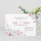 Herr und Frau Pink Post Wedding Brunch Einladung (Stehend Vorderseite)