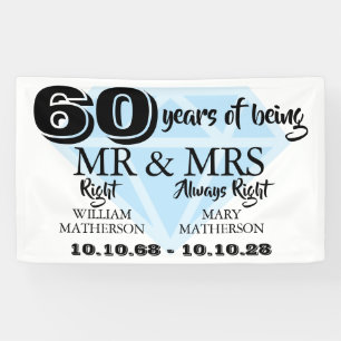Herr und Frau Right Fun Diamond 60. Hochzeitstag Banner