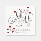 Herr und Frau | Ruby Heart Confetti Napkins Serviette (Vorderseite)
