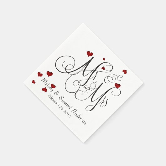 Herr und Frau | Ruby Heart Confetti Napkins Serviette (Ecke)