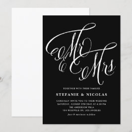 Herr und Frau Rustic Calligraphy Black Wedding Einladung