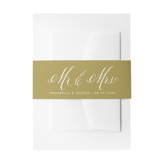 Herr und Frau Rustic Calligraphy Gold Wedding Einladungsbanderole (Vorderseite Beispiel)