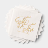 Herr und Frau Rustic Calligraphy Wedding Servietten Mit Folie (Insitu (Gestapelt))