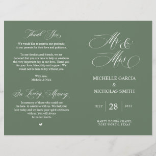 Herr und Frau, Sage Green, Foldable Wedding Progra