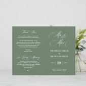 Herr und Frau, Sage Green, Foldable Wedding Progra (Stehend Vorderseite)