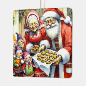 Herr und Frau Santa Claus, Cookie und Elfen Weihna Keramikornament (Links)