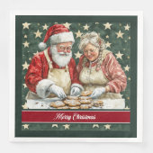 Herr und Frau Santa Claus Cooking Watercolor Napki Serviette (Vorderseite)