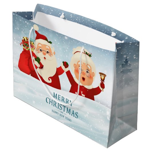 Herr und Frau Santa Claus Große Geschenktüte (Rückseite Schrägansicht)