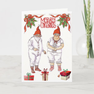 Herr und Frau Santa Claus 🤶 Papier Dolls mit Klei Karte