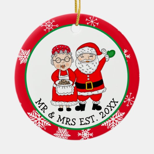 Herr und Frau Santa Claus Personalisierte Weihnach Keramik Ornament (Vorne)