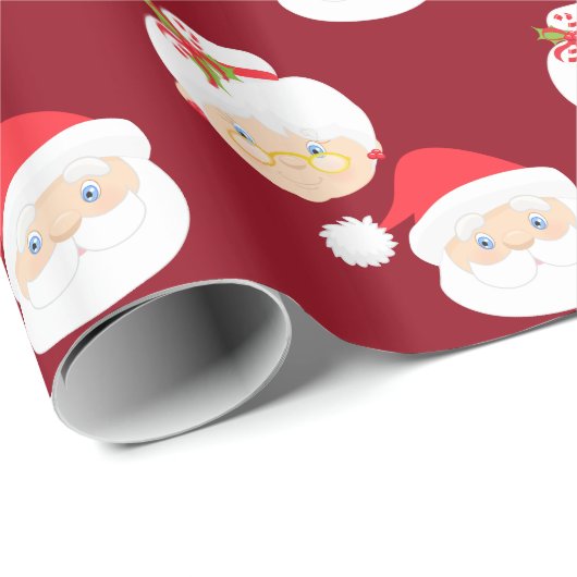 Herr und Frau Santa Claus Red Christmas Geschenkpapier (Rolleneckpunkt)