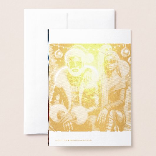 Herr und Frau Santa Faltkarte Folienkarte (Rückseite mit Umschlag)