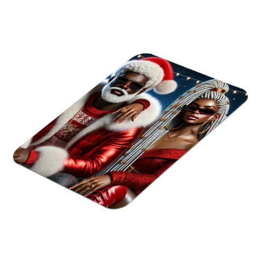 Herr und Frau Santa Faltkarte Magnet (Linke Seite)