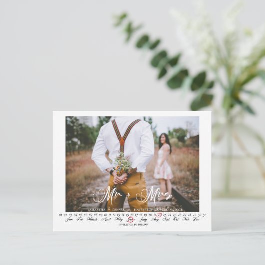 Herr und Frau Save the Date Infinity Calendar Post Postkarte (Stehend Vorderseite)