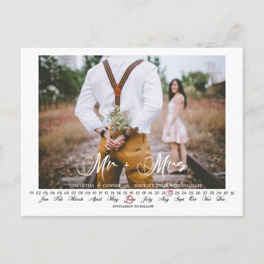 Herr und Frau Save the Date Infinity Calendar Post Postkarte (Vorderseite)