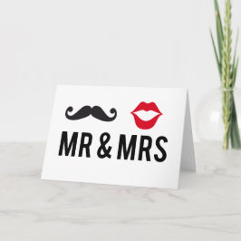 Herr und Frau, Schnurrbart und rote Lippen Karte