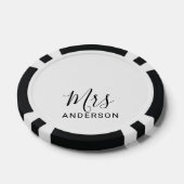 Herr und Frau | Schwarz-Weiß-Moderne Skripthochzei Pokerchips (Einzeln)