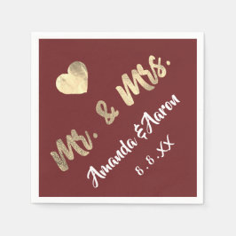 Herr und Frau Schwarz-weiß Names Heart Maroon Serviette