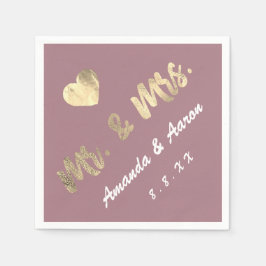 Herr und Frau Schwarz-weiß Names Heart Mauve Serviette