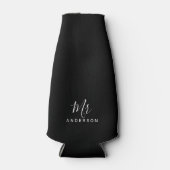 Herr und Frau | Schwarz-Weiß-Schrift Flaschenkühler (Vorderseite)