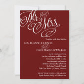 Herr und Frau Scroll Wedding Invitation Burgunder Einladung (Vorderseite)
