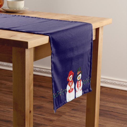Herr und Frau Snowman Weihnachtslicht Kurzer Tischläufer (Beispiel)