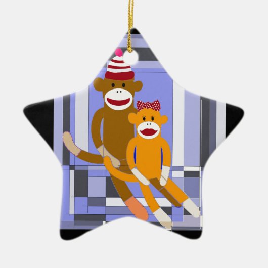 Herr-und Frau-Sock Affe Keramik Ornament (Vorne)