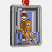 Herr-und Frau-Sock Affe Silbernes Ornament (Rechts)