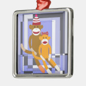 Herr-und Frau-Sock Affe Silbernes Ornament (Links)