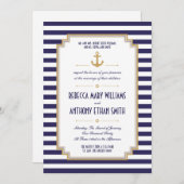 Herr und Frau Stylish Nautical Wedding Einladung (Vorne/Hinten)